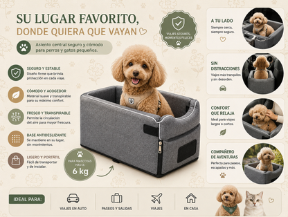Cama y asiento central portátil para perros y gatos