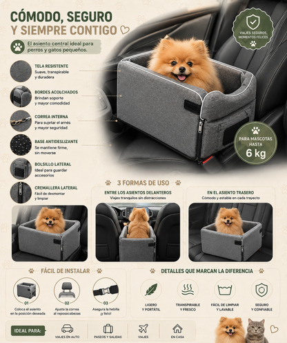 Cama y asiento central portátil para perros y gatos